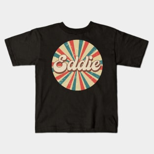 Circle Design Eddie Proud Name Birthday 70s 80s 90s Styles Kids T-Shirt